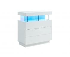 Commode FABIO - MDF laqué blanc - LEDs - 3 tiroirs
