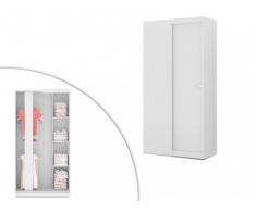 Armoire TACK - L112cm - 1 porte coulissante - Blanc