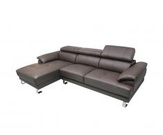 Canapé d'angle en cuir EXCELSIOR II - Marron - Angle gauche