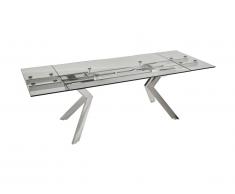 Table à manger extensible VELIKA - Verre trempé & métal - 6 à 8 couverts
