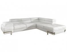 Canapé d'angle convertible en simili DAMIEN - Blanc - Angle droit
