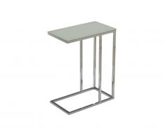 Table d'appoint NELIO - Verre trempé et métal chromé - Argenté