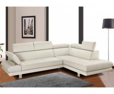 Canapé d'angle cuir luxe italien EFFLEUREMENT - Ivoire - Angle droit