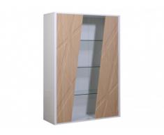 Vitrine KLEA - 2 portes - Coloris Chêne & Blanc