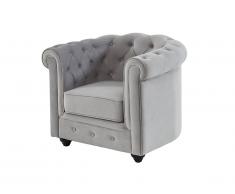 Fauteuil CHESTERFIELD - Velours gris clair