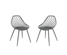 Lot de 2 chaises de jardin MALAGA en polypropylène - Anthracite