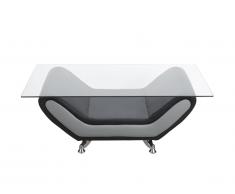 Table basse en simili et verre trempé NIGEL - Bicolore noir et gris