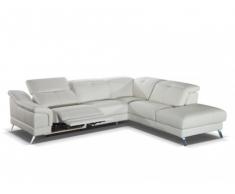Canapé d'angle relax électrique 100% cuir SARDAIGNE II - Ivoire - Angle droit