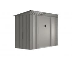 Abri de jardin en acier galvanisé gris avec claire-voies transparentes FOLCO - 3,24 m²