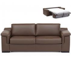 Canapé 3 places convertible express cuir luxe HIPPIAS II - Chocolat