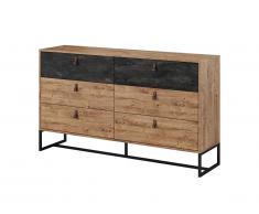 Commode - 6 tiroirs - Noyer et anthracite - MALONSKI