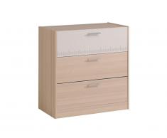 Commode IPLIA - 3 tiroirs - Chêne et blanc
