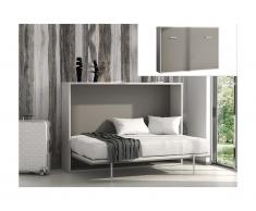 Lit escamotable MALINA ouverture horizontale manuelle - 140x200cm - Blanc/gris