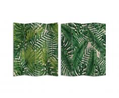 Paravent imprimé 4 pans feuillage tropical GREENY - 161 x 180 cm