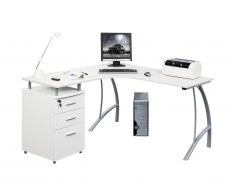 Bureau d'angle avec rangements ANTINOE - Réversible - Blanc