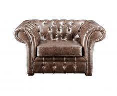 Fauteuil chesterfield CLOTAIRE 100% cuir vieilli