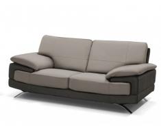 Canapé 2 places cuir luxe italien EMOTION - Bicolore gris et anthracite
