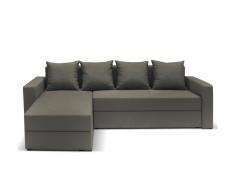Canapé d'angle convertible en tissu AGRIO - Gris - Angle gauche