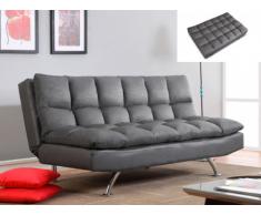 Canapé clic-clac 3 places en microfibre et simili DIDIER - Gris