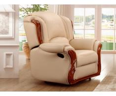 Fauteuil relax en cuir LOUMEA - Beige