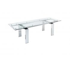 Table à manger extensible LUBANA - Verre trempé & métal - 8 à 10 couverts