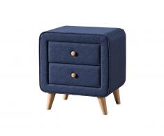 Table de chevet scandinave ELIDE - 2 tiroirs - Tissu bleu