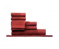 Drap de bain + 2 serviettes + 2 serviettes invités + 2 gants de toilette + 1 tapis de bain BURBY - Terracotta