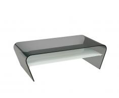 Table basse - Verre trempé noir - Tablette blanche laquée - KELLY