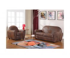 Canapé 3+1 places microfibre aspect cuir vieilli club VICTORY II