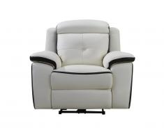 Fauteuil relax électrique en cuir ANGELIQUE - Blanc/anthracite
