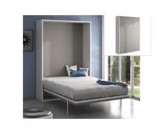 Lit escamotable MALINA ouverture verticale manuelle - 160x200cm - Blanc/gris