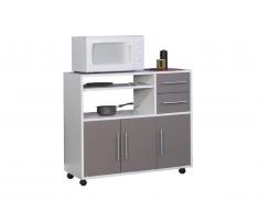 Buffet de cuisine sur roulettes BERTILLE - Coloris taupe