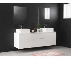 Ensemble de salle de bain JIMENA suspendus avec double vasque et miroirs - blanc