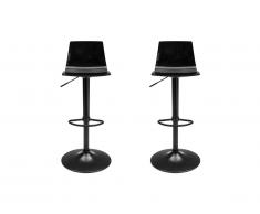 Lot de 2 tabourets de bar ZACK - Polypropylène - Noir - Base Noire