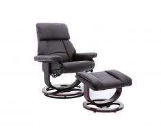 Fauteuil de relaxation et son repose pieds en synderme MYOSOTIS II - Marron