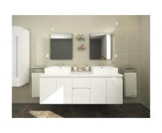 Meubles de salle de bain LAVITA II suspendus avec double vasque et miroirs - Blanc
