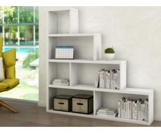 Etagère escalier ASCENDIA - 6 niches - MDF laqué blanc