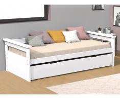 Lit gigogne banquette ALFONSO - 90x190cm - MDF et Sapin - Blanc