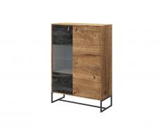 Buffet haut - 2 portes - Avec LEDs - Noyer et anthracite - MALONSKI