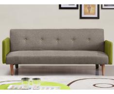 Canapé 3 places convertible en lin MAURICE - Gris accoudoirs verts