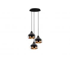 Suspension en métal à hauteur réglable YILDO - D. 37 x H. 25/111 cm - Noir et cuivré