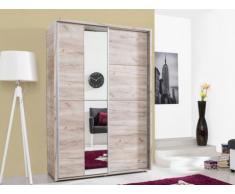Armoire GALINA - 2 portes coulissantes - Avec miroir - L.137cm - Chêne