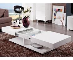 Table basse ARAMIS avec rangements - MDF laqué blanc