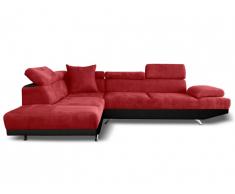 Canapé d'angle XL en tissu et simili ROMAIN - Rouge/noir - Angle gauche