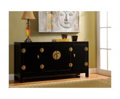 Buffet YUNAN - 4 portes - Bois de sapin - Noir