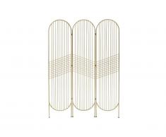 Paravent 3 pans style art déco GOLDY - fer - L.125 x H.171 cm - Doré