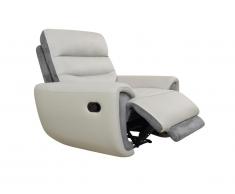 Fauteuil relax COSMY en cuir et détails microfibre - Gris clair et anthracite
