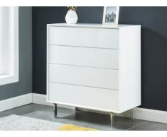 Chiffonnier CARLUTA - 4 tiroirs - MDF et métal - Blanc