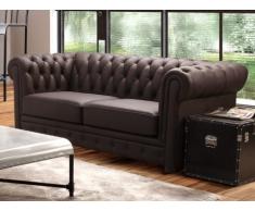 Canapé 3 places 100% cuir CHESTERFIELD - Chocolat intense