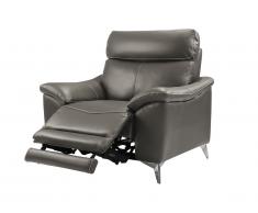 Fauteuil relax électrique en cuir METRONOMY - Taupe